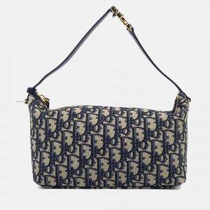 مملوكة مسبقًا محفظة ديور بديل نسيج أزرق بحري ميديوم للسفر غير المتماثل