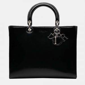 مملوكة مسبقًا Dior Black Large Patent Lady Dior