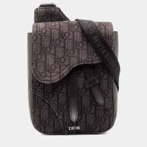 Pre Owned Dior Brown Oblique Canvas Saddle Pouch Crossbody