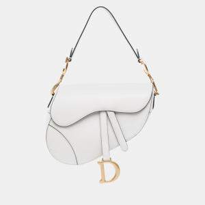 مملوكة مسبقًا Dior White Grained Calfskin Saddle Bag