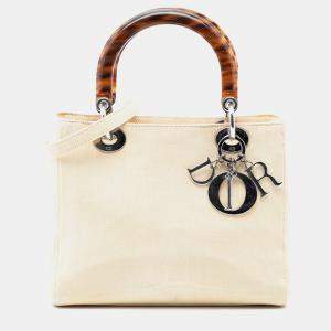 Pre Owned Dior White Medium Canvas Lady Dior