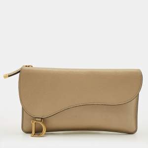 مملوكة مسبقًا Dior Saddle Cosmos Zipped Beige Leather Continental Wallet