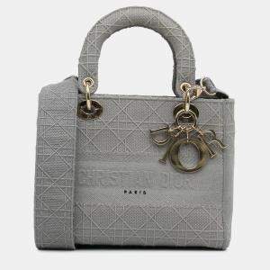 Pre Owned Dior Grey Medium Canvas Cannage Lady D Lite