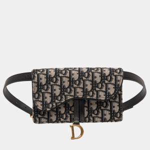 مملوكة مسبقًا Dior Blue Oblique Canvas Saddle Belt Bag