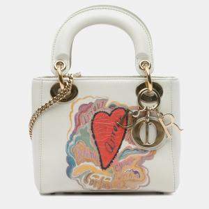 Pre Owned Dior White DiorAmour Niki De Saint Phalle Mini Calfskin Lady Dior