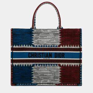 Pre Owned Dior Blue Large French Flag Book Tote