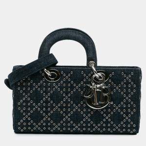 مملوكة مسبقًا Dior Blue Medium Denim Cannage Eyelet Lady D Joy