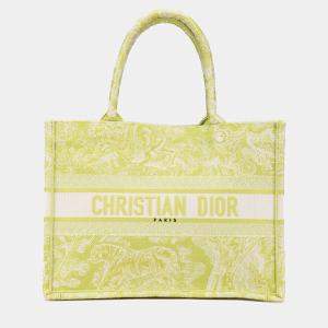 Pre Owned Dior Green Medium Canvas Embroidered Dioriviera Toile De Jouy Book Tote