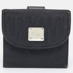 Pre Owned Dior Black Oblique Nylon French Wallet