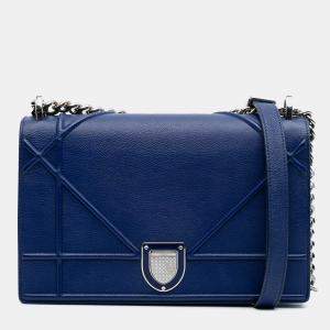 مملوكة مسبقًا Dior Blue Medium Grained Calfskin Diorama Flap