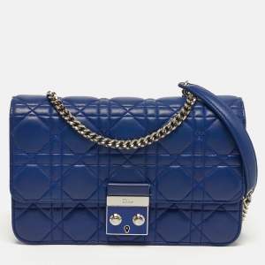 Pre Owned Dior Miss Dior Promenade Blue Cannage Leather Chain Bag