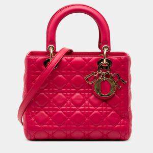 Pre Owned Dior Pink Medium Lambskin Cannage Lady Dior