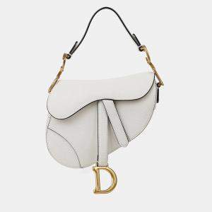 مملوكة مسبقًا Dior Saddle Mini White Leather Shoulder Bag
