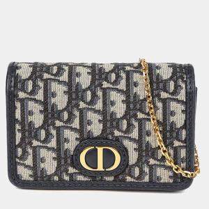 Pre Owned حقيبة كتف ديور مونتين نانو كانفاس أوبليك أزرق