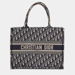 Pre Owned Dior Book Tote Medium Blue Canvas Tote Bag