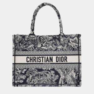 Pre Owned Dior Book Tote Medium Blue Canvas Tote Bag