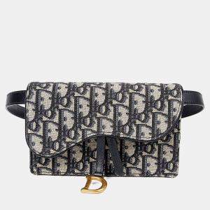 مملوكة مسبقًا Dior Saddle Blue Canvas Pouch Belt Bag