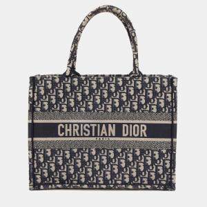 Pre Owned Dior Book Tote Medium Blue Canvas Tote Bag