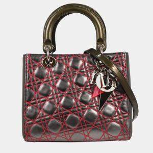 Pre Owned Christian Dior Gray Anselm Reyle Lady Dior Cannage Handbag