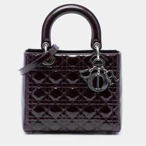 مملوكة مسبقًا Dior Purple Medium Patent Cannage Lady Dior