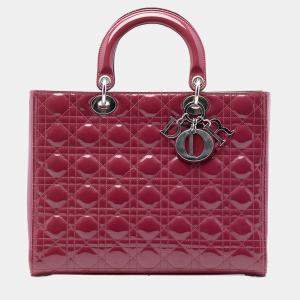 مملوكة مسبقًا Dior Red Large Patent Cannage Lady Dior