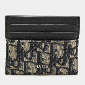 مملوكة مسبقًا Dior Black Oblique Canvas and Leather Card Holder