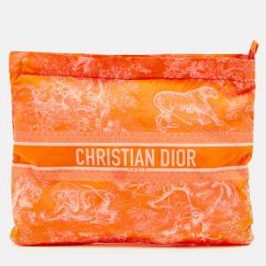 مملوكة مسبقًا Dior Toile de Jouy Neon Orange Reverse Technical Fabric DiorTravel Zipped Pouch