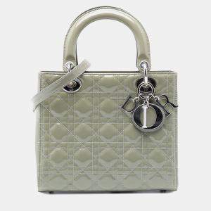 Pre Owned Dior Green Medium Patent Cannage Lady Dior
