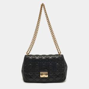 مملوكة مسبقًا Dior Miss Dior Chain Black Cannage Leather Flap Bag