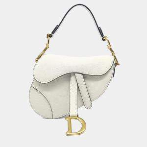 مملوكة مسبقًا Dior White Leather Mini Saddle Bag