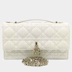 مملوكة مسبقًا Dior White Leather My Dior Top Handle Mini Bag