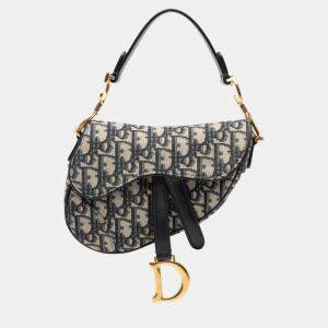 مملوكة مسبقًا Dior Blue Mini Oblique Canvas Saddle Bag