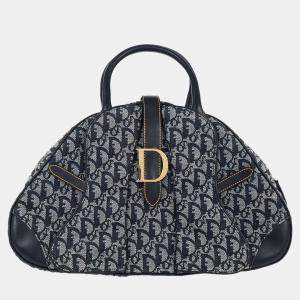 Pre Owned Christian Dior Navy Double Saddle Trotter Handbag