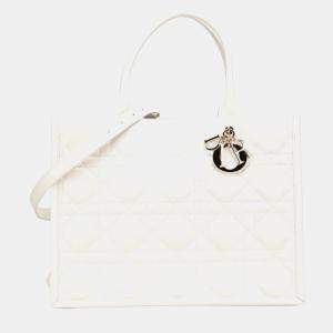 مملوكة مسبقًا Christian Dior Dior Cannage Lady Shoulder Bag White Lambskin
