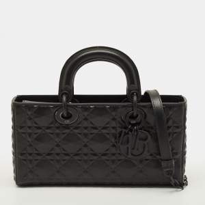 Pre Owned Dior Lady D-Joy Medium Black Cannage Diamond Leather Tote