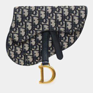 مملوكة مسبقًا حقيبة خصر كريستيان ديور سادل قماش مائل كحلي