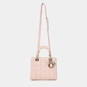 مملوكة مسبقًا Christian Dior 2017 Pink Leather Medium Lady Dior Bag With Strap