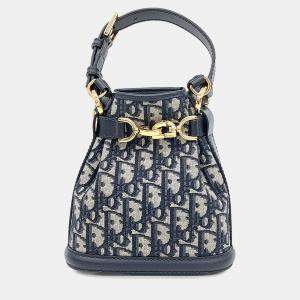 مملوكة مسبقًا Dior Beige, Navy Blue Canvas Christian Dior C Dior Small