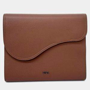 Pre Owned Dior Brown Leather iPad Pouch
