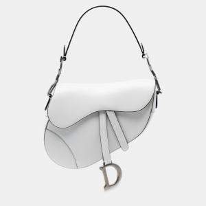 مملوكة مسبقًا حقيبة سرج ديور جلد عجل أبيض ناعم