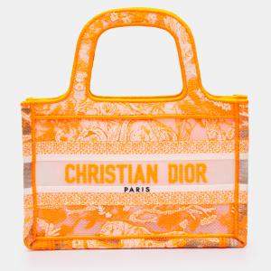 Pre Owned Dior Orange Mini Canvas Embroidered Dioriviera Toile De Jouy Book Tote