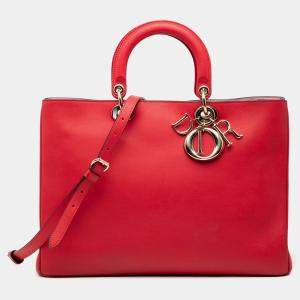 Pre Owned Dior Red Large Smooth Calfskin Diorissimo Satchel