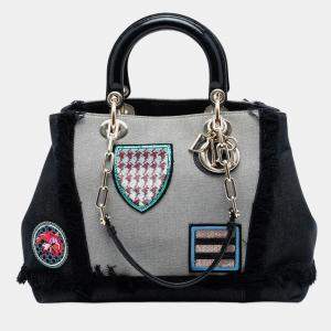 Pre Owned Dior Black Denim Patch D Light Satchel