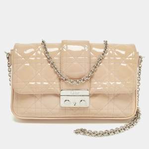 مملوكة مسبقًا حقيبة كلتش ديور ميس ديور برومنيد جلد كاناج لامع سلسلة بيج