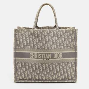 Pre Owned Dior Grey Oblique Canvas Large Book Tote 