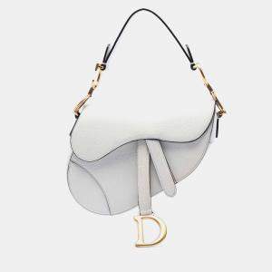 مملوكة مسبقًا Dior White Mini Grained Calfskin Saddle Bag
