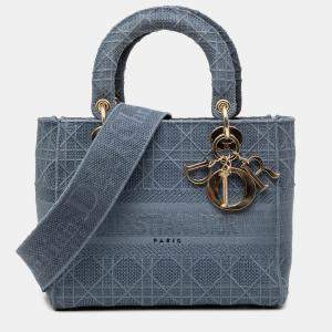مملوكة مسبقًا Dior Blue Medium Canvas Cannage Lady D Lite