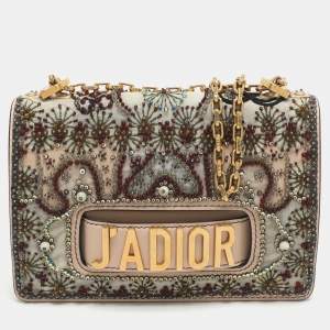 Pre Owned Dior J'Adior Medium Multicolor Leather and Mesh Embellished Shoulder Bag