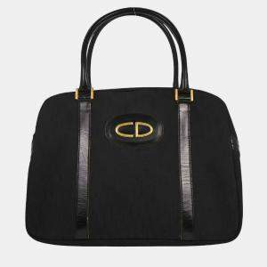 Pre Owned Christian Dior Black Canvas Trotter MODELE EXCLUSIF Duffle Handbag