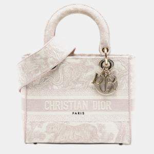 Pre Owned حقيبة ديور ليدي دي لايت قماش مطرز زهري متوسط طراز دي جوي